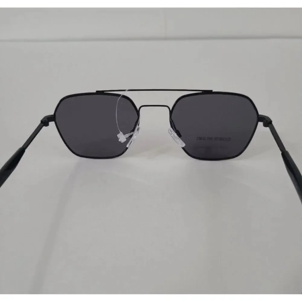Elizabeth & James Womens Solid Black Hexagon Aviator Sunglasses